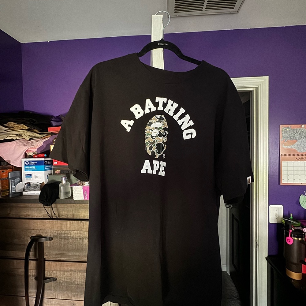 Bape Black T-Shirt with Camo Logo